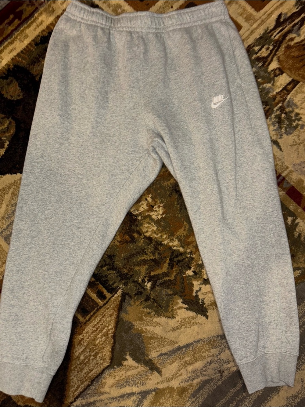 Nike Kids Light Gray Heather Sweatpants with White Logo
